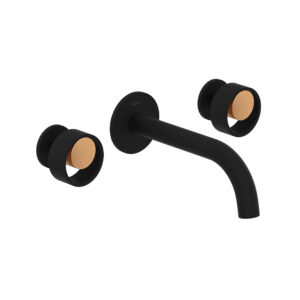ROHL Eclissi™ Wall Mount Lavatory Faucet Trim With C-Spout In Matte Black/Satin Gold
