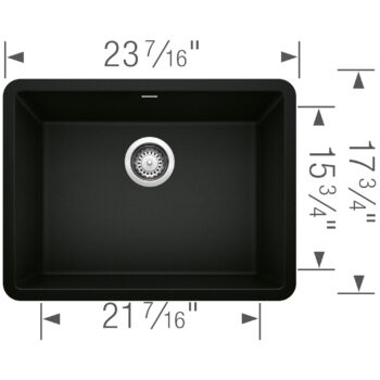 Blanco Precis SILGRANIT 24" Single Bowl Undermount Kitchen Sink - Coal Black - Image 6