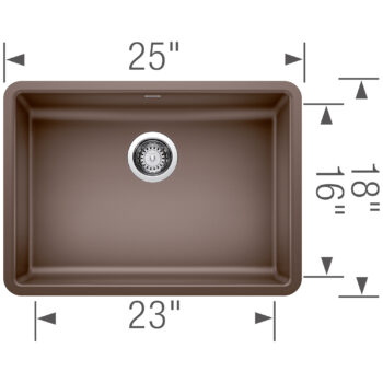 Blanco Precis SILGRANIT 25" ADA Single Bowl Undermount Kitchen Sink - Café - Image 3