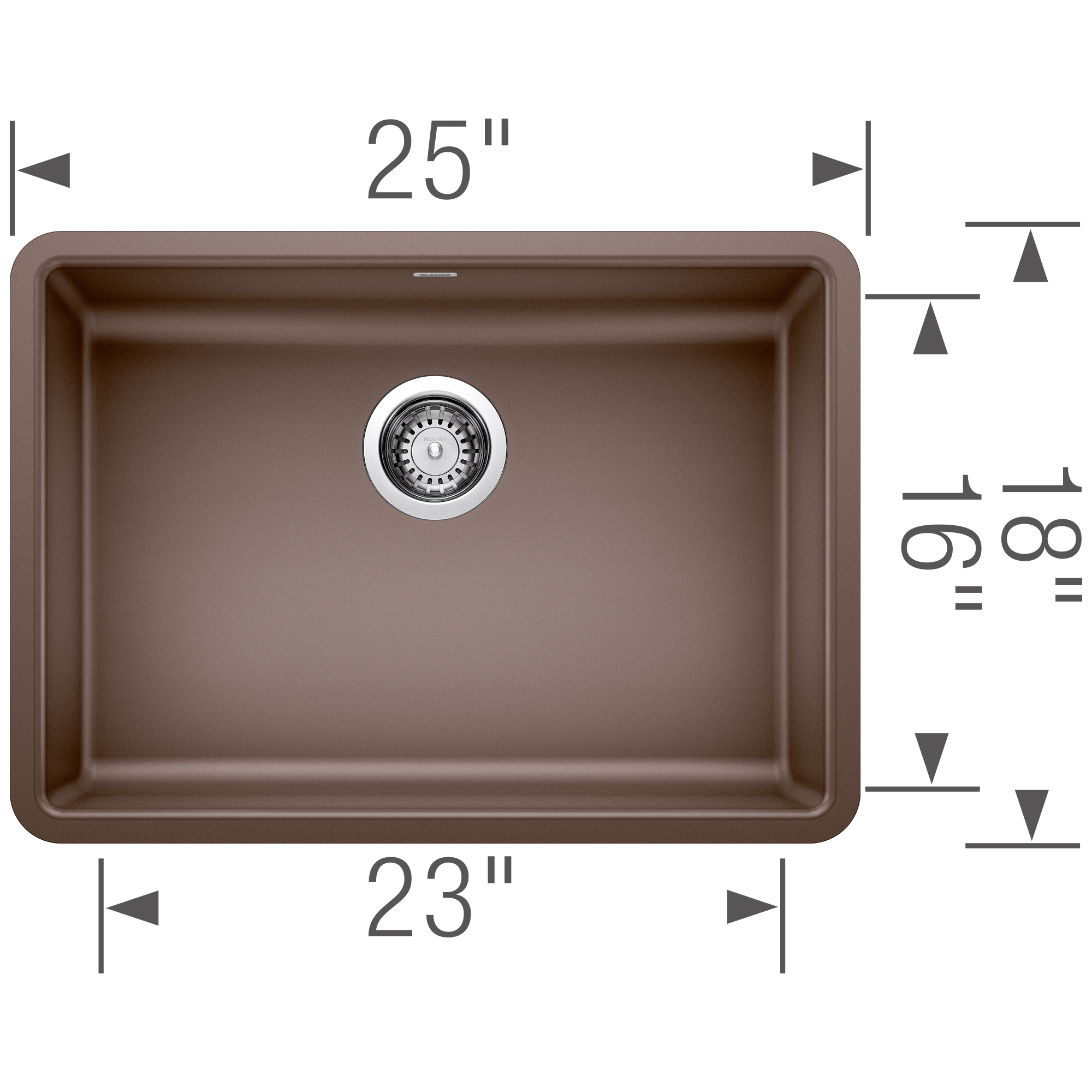Blanco Precis SILGRANIT 25" ADA Single Bowl Undermount Kitchen Sink - Café - Image 3
