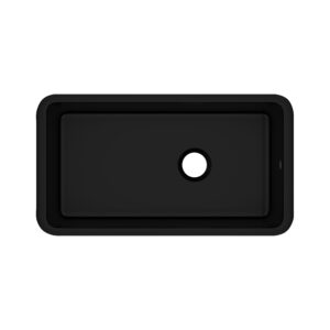 ROHL Allia™ 34″ Fireclay Single Bowl Undermount Kitchen Sink In Satin Black