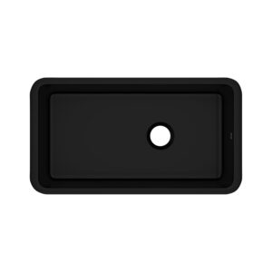 ROHL Allia™ 34″ Fireclay Single Bowl Undermount Kitchen Sink In Satin Black