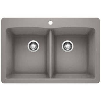 Blanco Diamond SILGRANIT 33" 50/50 Double Bowl Dual Mount Kitchen Sink - Metallic Gray