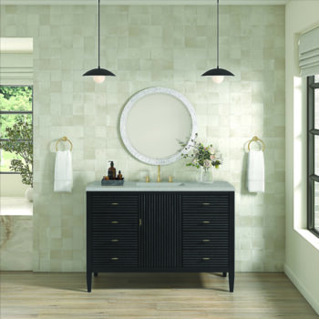 Myrrin 48" Vanity, Carbon Oak w/ 3 CM Eternal Serena Quartz Top - Image 2