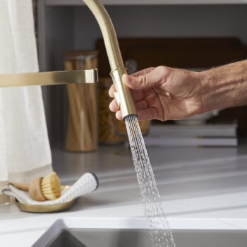 Blanco Rivana Semi-Pro Pull-Down Dual-Spray Kitchen Faucet 1.5 GPM - Satin Gold - Image 4