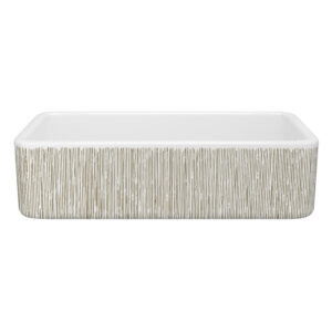 Shaws Lancaster™ 36″ Single Bowl Farmhouse Apron Front Fireclay Kitchen Sink With Lines Design In Lines Gold