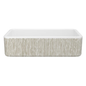 Shaws Lancaster™ 36″ Single Bowl Farmhouse Apron Front Fireclay Kitchen Sink With Lines Design In Lines Gold