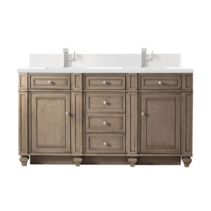 Bristol 60" Double Vanity, Whitewashed Walnut