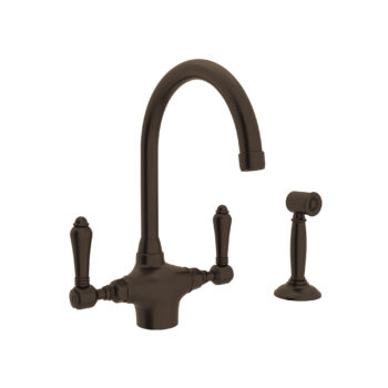 ROHL San Julio® Two Handle Kitchen Faucet With Side Spray In Tuscan Brass