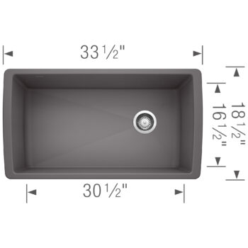 Blanco Diamond SILGRANIT 33" Super Single Undermount Kitchen Sink - Cinder - Image 3