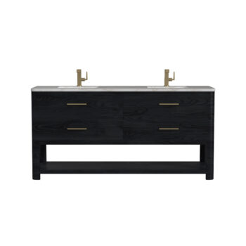 Lucian 72" Double Vanity, Carbon Oak w/ 3 CM Victorian Silver Quartz Top