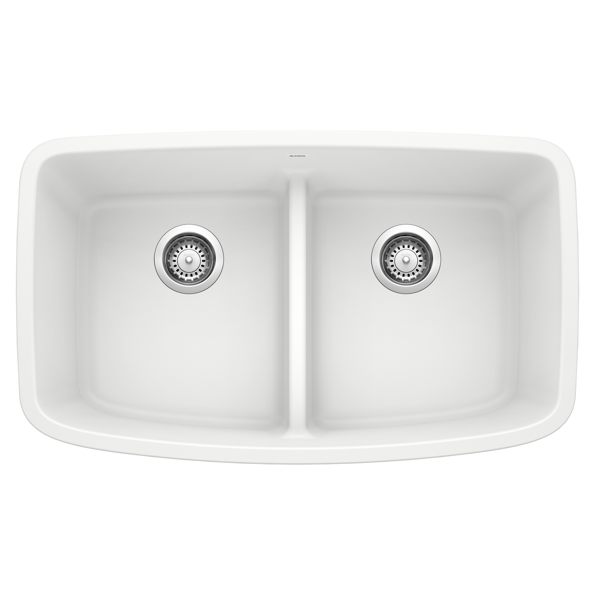 Blanco Valea SILGRANIT 32" 50/50 Double Bowl Undermount Kitchen Sink with Low Divide - White