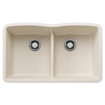 Blanco Diamond SILGRANIT 32" 50/50 Double Bowl Undermount Kitchen Sink with Low Divide - Soft White