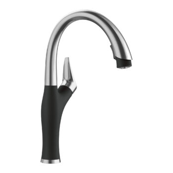 Blanco Artona Pull-Down Dual-Spray Kitchen Faucet 1.5 GPM - PVD Steel/Coal Black