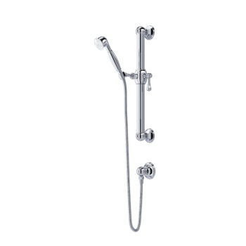 ROHL Handshower Set With 24" Grab Bar and Single Function Handshower In Polished Chrome