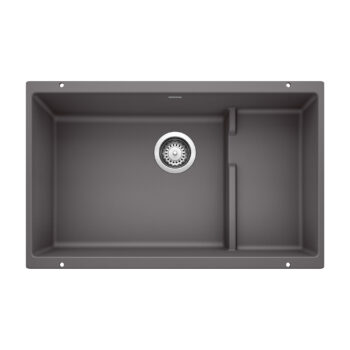 Blanco Precis Cascade SILGRANIT 29" Single Bowl Undermount Kitchen Sink with Colander - Cinder