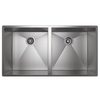 ROHL Forze™ 35" Double Bowl Stainless Steel Kitchen Sink In Brushed Stainless Steel