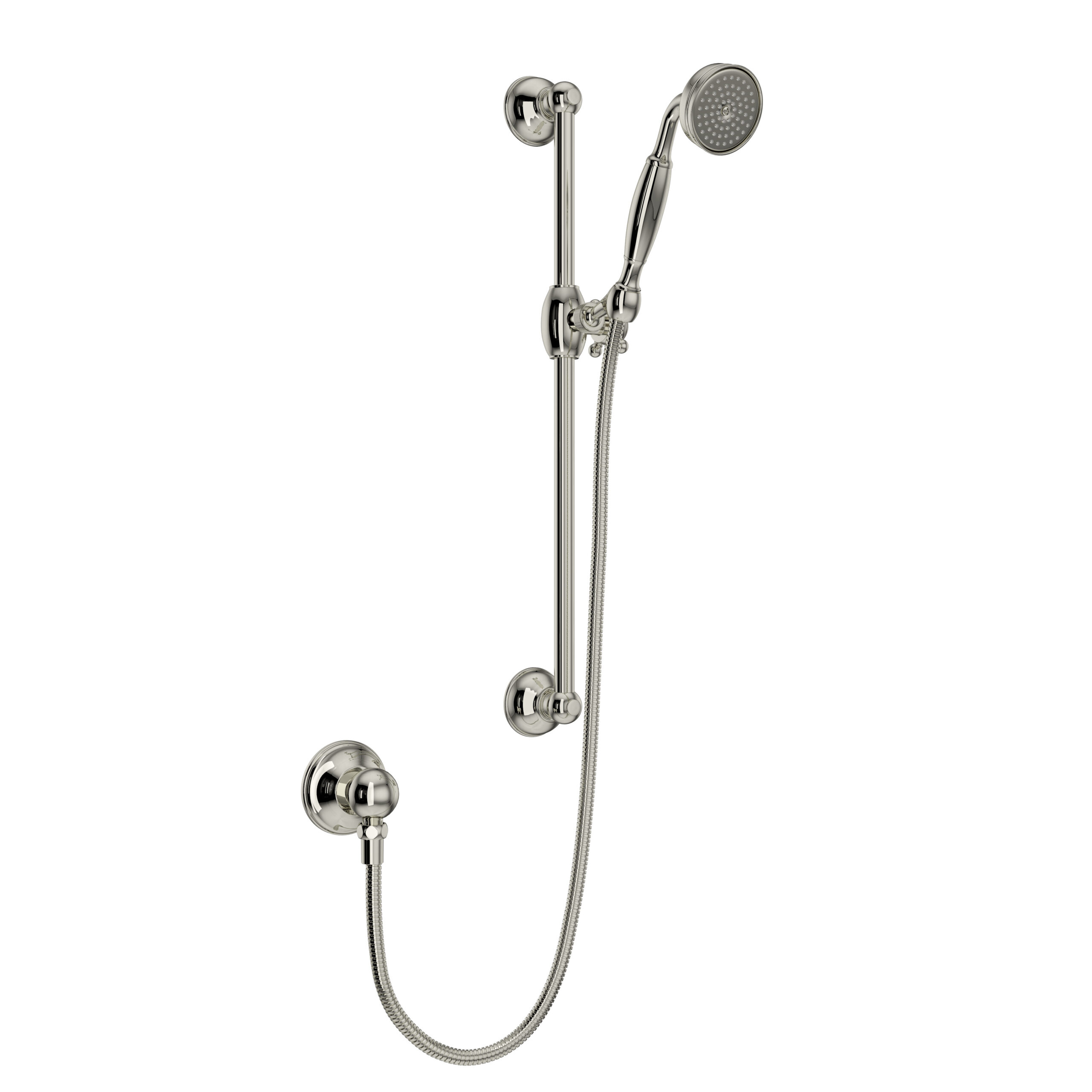 ROHL Handshower Set With 22" Slide Bar and Single Function Handshower In Polished Nickel
