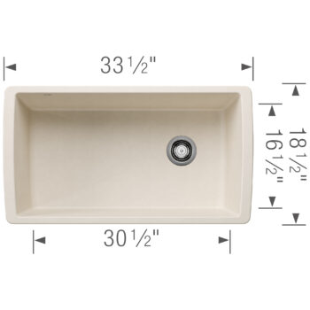 Blanco Diamond SILGRANIT 33" Super Single Undermount Kitchen Sink - Soft White - Image 3