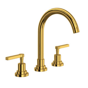 ROHL Lombardia® Widespread Lavatory Faucet With C-Spout In Unlacquered Brass