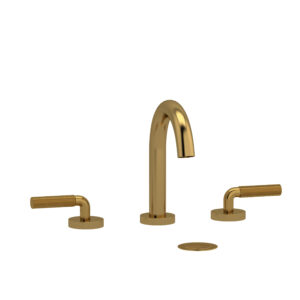 Riobel Riu™ Widespread Lavatory Faucet With C-Spout In Brushed Gold