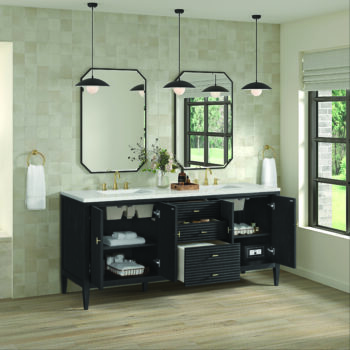 Myrrin 72" Double Vanity, Carbon Oak w/ 3 CM Lime Delight Quartz Top - Image 4