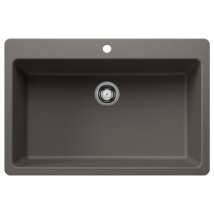 Blanco Liven SILGRANIT 33″ Super Single Dual Mount Kitchen Sink – Volcano Gray