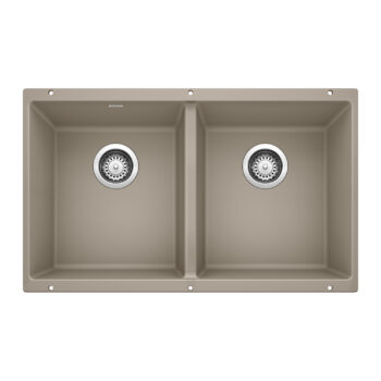 Blanco Precis SILGRANIT 29" 50/50 Double Bowl Undermount Kitchen Sink - Truffle