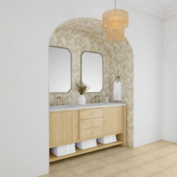 Marigot Single 72" Double Vanity, Sunwashed Oak w/ 3 CM Arctic Fall Solid Surface Top - Image 3