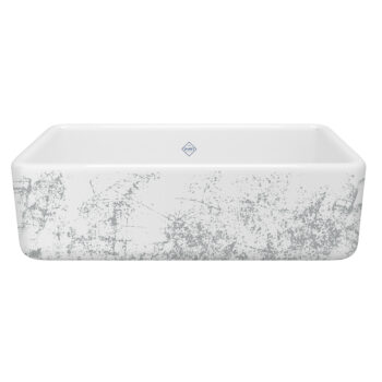 Shaws Lancaster™ 33" Single Bowl Farmhouse Apron Front Fireclay Kitchen Sink With Metallic Design In Metallic Silver
