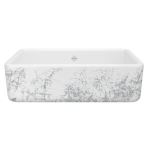 Shaws Lancaster™ 33″ Single Bowl Farmhouse Apron Front Fireclay Kitchen Sink With Metallic Design In Metallic Silver