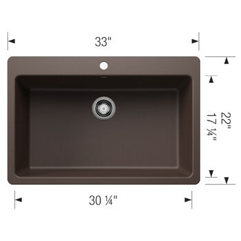 Blanco Liven SILGRANIT 33" Super Single Dual Mount Kitchen Sink - Café - Image 3