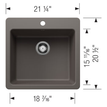 Blanco Liven SILGRANIT 21" Single Bowl Dual Mount Kitchen Sink - Volcano Gray - Image 3