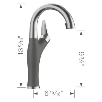 Blanco Artona Pull-Down Dual-Spray Bar Faucet 1.5 GPM - PVD Steel/Cinder - Image 4