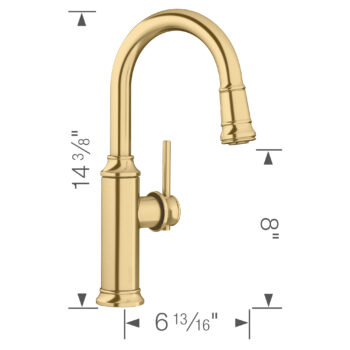 Blanco Empressa Pull-Down Bar Faucet 1.5 GPM - Satin Gold - Image 5