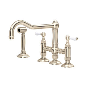 ROHL Acqui® Bridge Kitchen Faucet With Side Spray In Satin Nickel