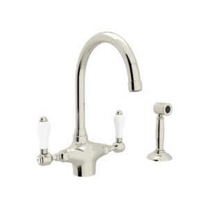 ROHL San Julio® Two Handle Kitchen Faucet With Side Spray In Polished Nickel