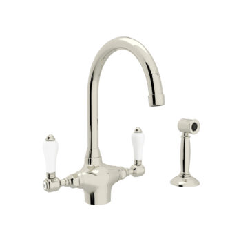 ROHL San Julio® Two Handle Kitchen Faucet With Side Spray In Polished Nickel