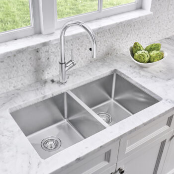 Blanco Quatrus R15 32" 50/50 Double Bowl Undermount Stainless Steel Kitchen Sink - Image 2