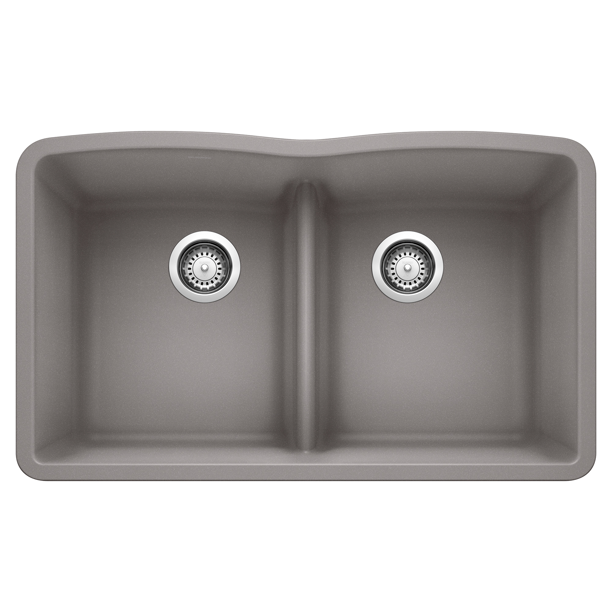 Blanco Diamond SILGRANIT 32" 50/50 Double Bowl Undermount Kitchen Sink with Low Divide - Metallic Gray