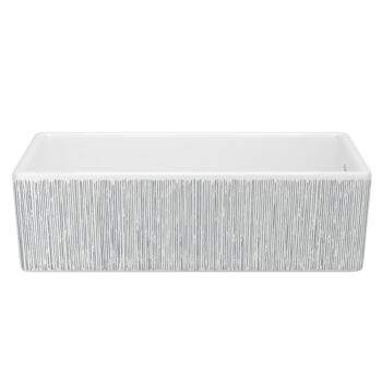 Shaws Shaker™ 36" Single Bowl Farmhouse Apron Front Fireclay Kitchen Sink With Lines Design In Lines Silver