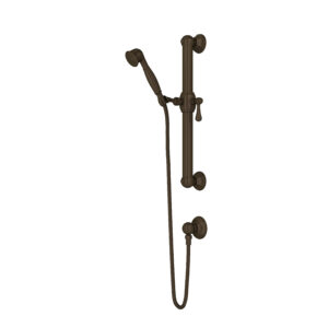 ROHL Handshower Set With 24″ Grab Bar and Single Function Handshower In Tuscan Brass