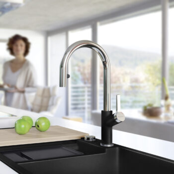 Blanco Urbena Pull-Down Dual-Spray Kitchen Faucet 1.5 GPM - Chrome/Coal Black - Image 2