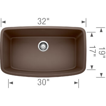 Blanco Valea SILGRANIT 32" Super Single Undermount Kitchen Sink - Café - Image 3