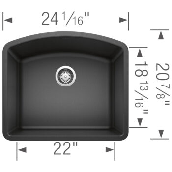 Blanco Diamond SILGRANIT 24" Single Bowl Undermount Kitchen Sink - Anthracite - Image 3