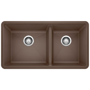 Blanco Precis SILGRANIT 33" 60/40 Double Bowl Undermount Kitchen Sink - Café