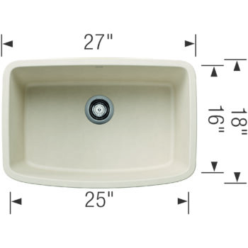 Blanco Valea SILGRANIT 27" Single Bowl Undermount Kitchen Sink - Soft White - Image 3