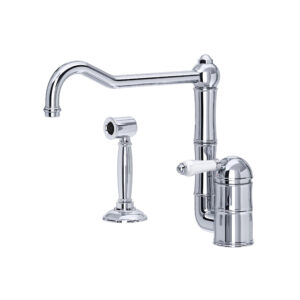 ROHL Acqui® Extended Spout Kitchen Faucet With Side Spray In Polished Chrome