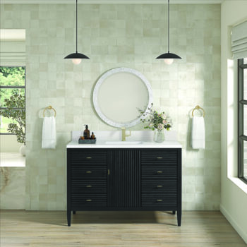 Myrrin 48" Vanity, Carbon Oak w/ Single Hole 3 CM White Zeus Quartz Top & Backsplash - Image 3