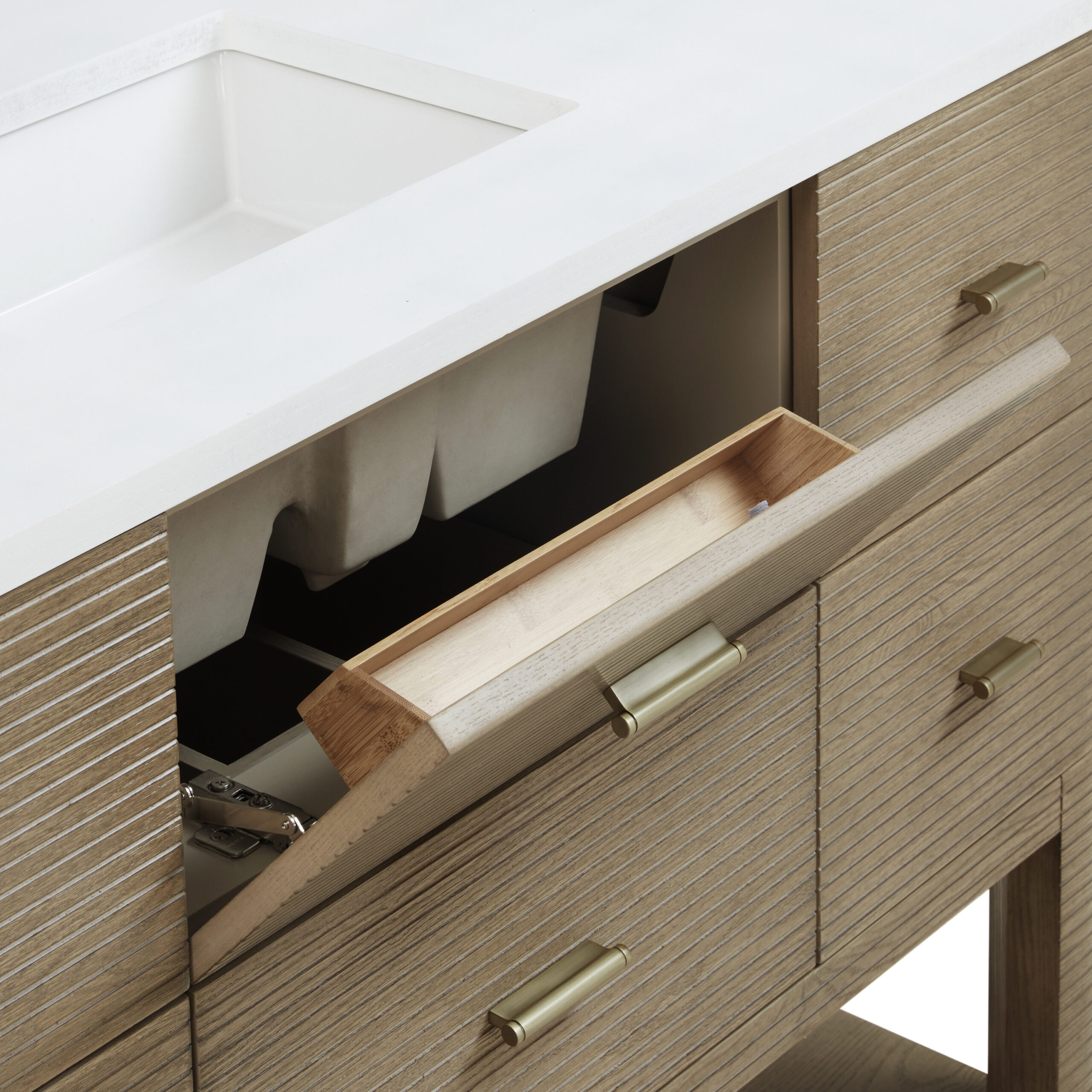 Lucian 48" Single Vanity, Pebble Oak w/ 3 CM White Zeus Quartz Top - Image 6